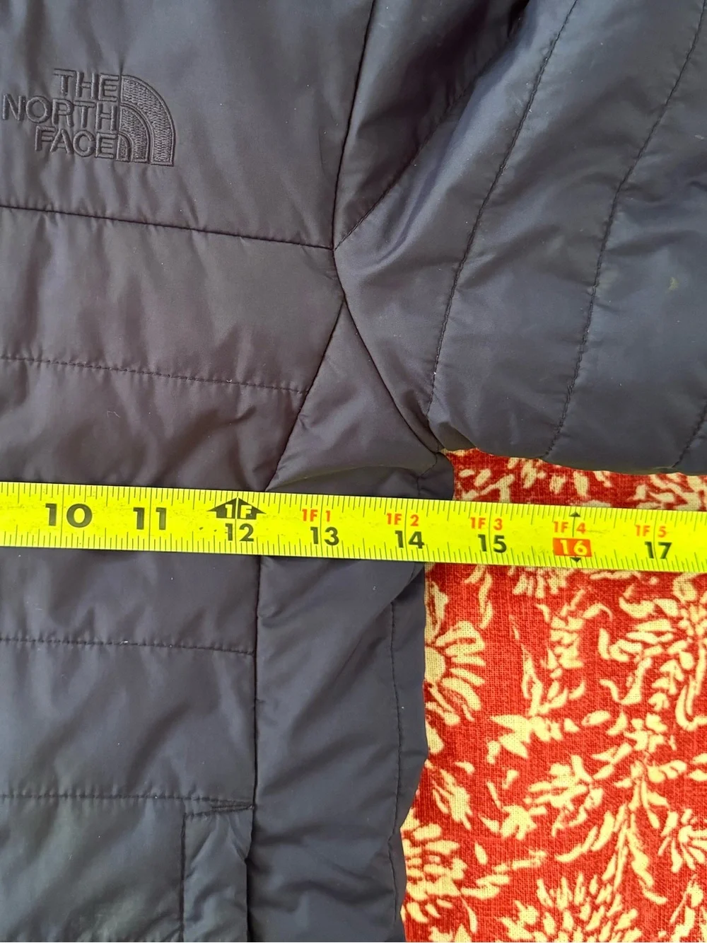 Girls North Face Navy Blue Quilted Hooded Parka Jacket Soft Plush Fleece, 7/8